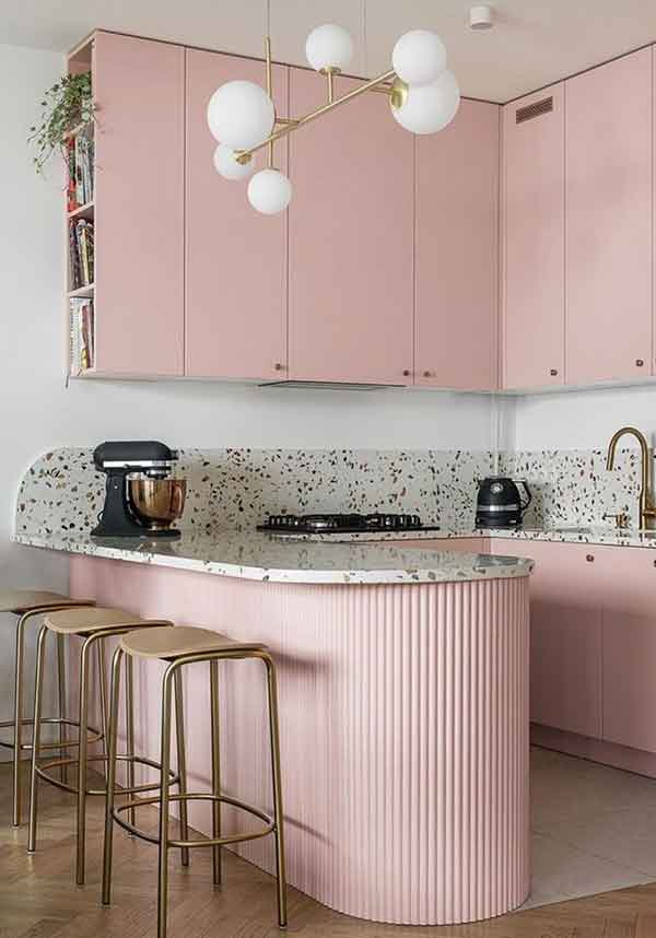 مدل کابینت آشپزخانه دو طرفه ایرانی جدید و سفید طلایی