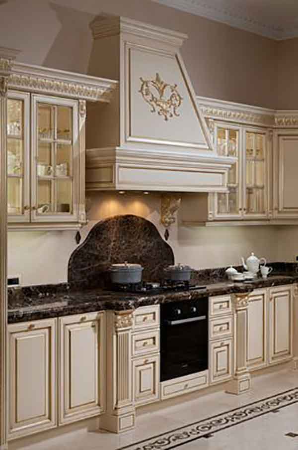 مدل کابینت آشپزخانه دو طرفه ایرانی جدید و سفید طلایی