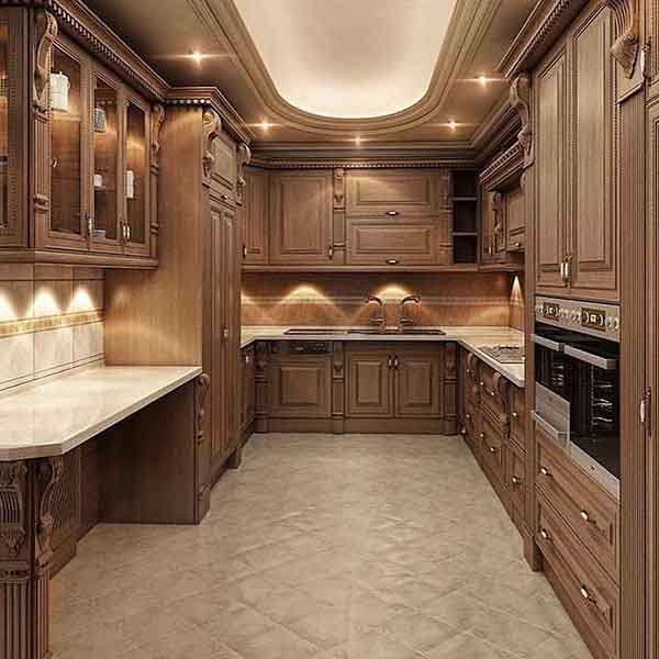 مدل کابینت آشپزخانه دو طرفه ایرانی جدید و سفید طلایی