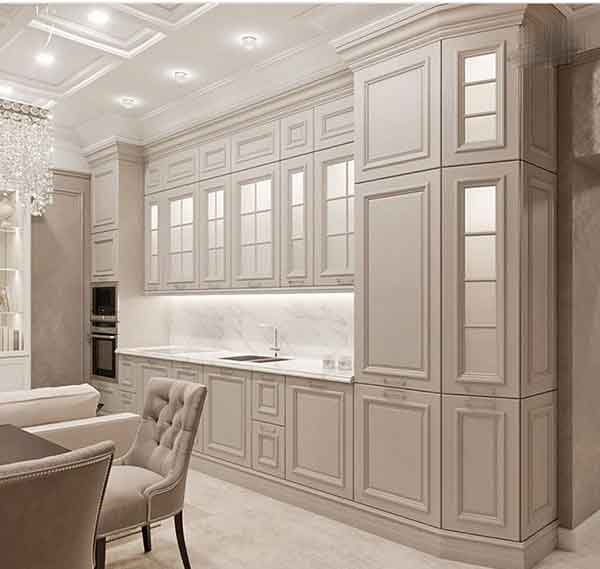 مدل کابینت آشپزخانه دو طرفه ایرانی جدید و سفید طلایی