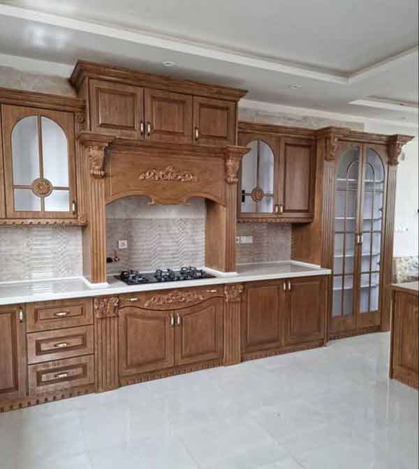 مدل کابینت آشپزخانه دو طرفه ایرانی جدید و سفید طلایی