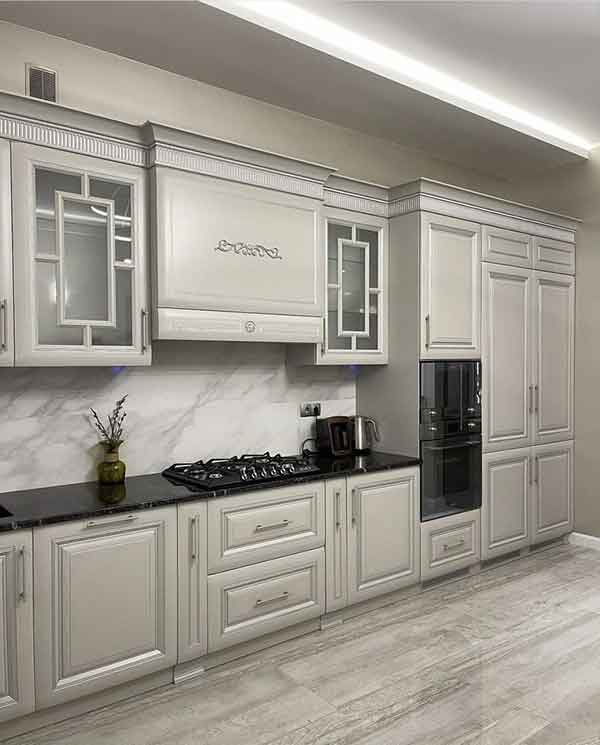 مدل کابینت آشپزخانه دو طرفه ایرانی جدید و سفید طلایی