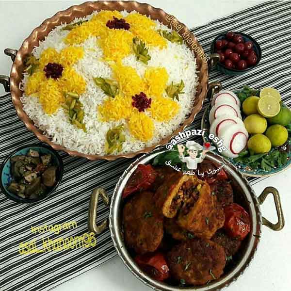 تزیین برنج مجلسی با زرشک و زعفران