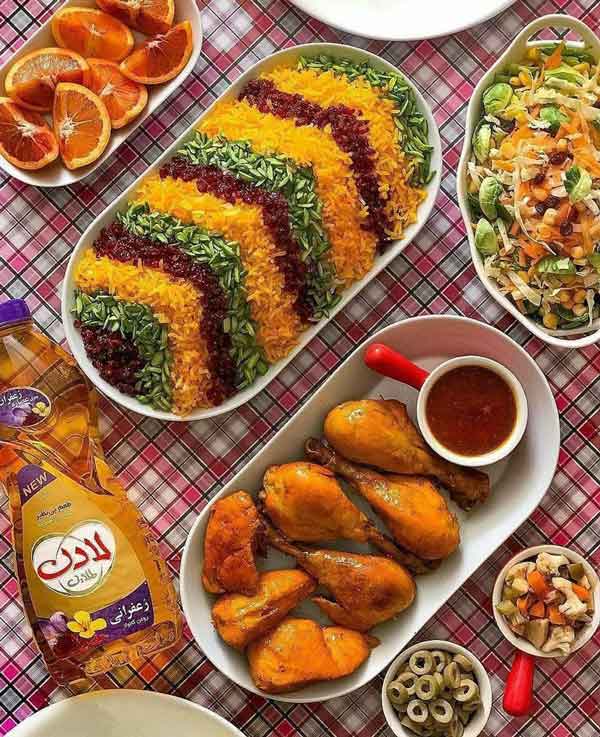 تزیین برنج مجلسی با زرشک و زعفران