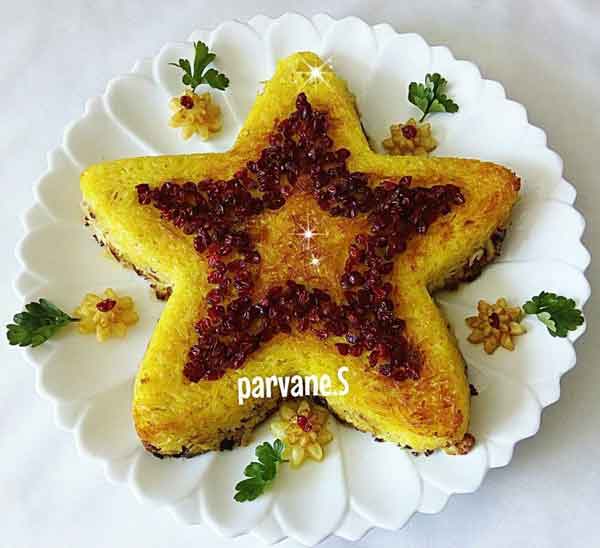 تزیین برنج مجلسی با زرشک و زعفران
