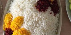 تزیین برنج مجلسی با زرشک و زعفران با اشکال زیبا