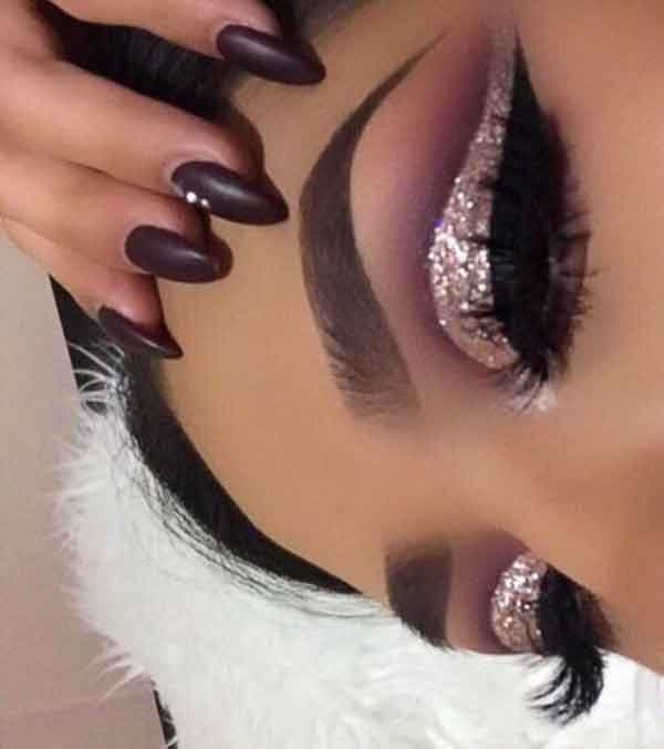 مدل آرایش چشم عروس عربی و لایت همراه با فرم ابرو متنوع