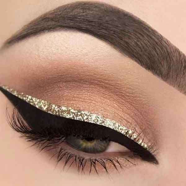 مدل آرایش چشم عروس عربی و لایت همراه با فرم ابرو متنوع