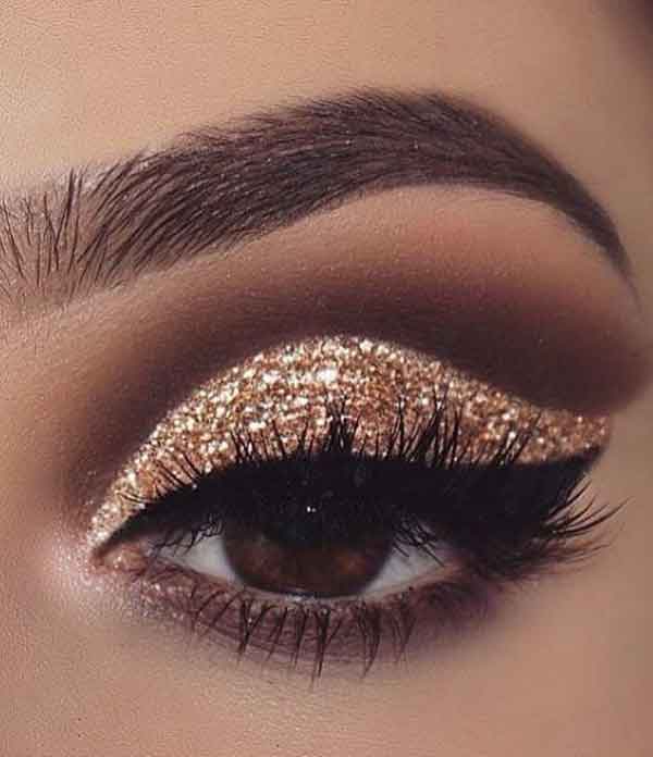 مدل آرایش چشم عروس عربی و لایت همراه با فرم ابرو متنوع