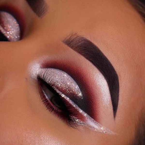 مدل آرایش چشم عروس عربی و لایت همراه با فرم ابرو متنوع