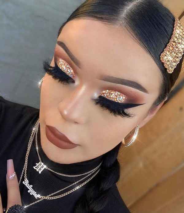 مدل آرایش چشم عروس عربی و لایت همراه با فرم ابرو متنوع