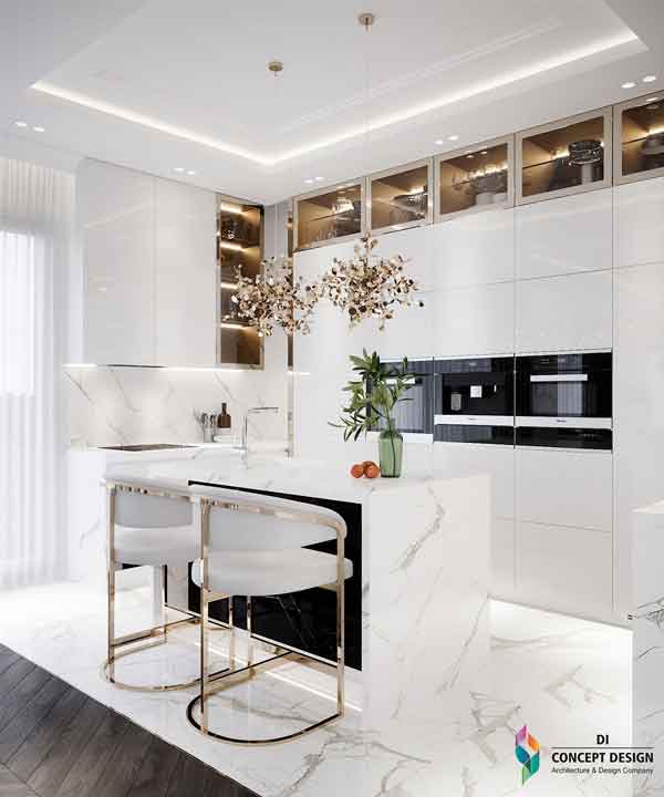 مدل کابینت های گلاس 2023 جدید و طرح چوب و ساده (ترکیب رنگ متنوع)