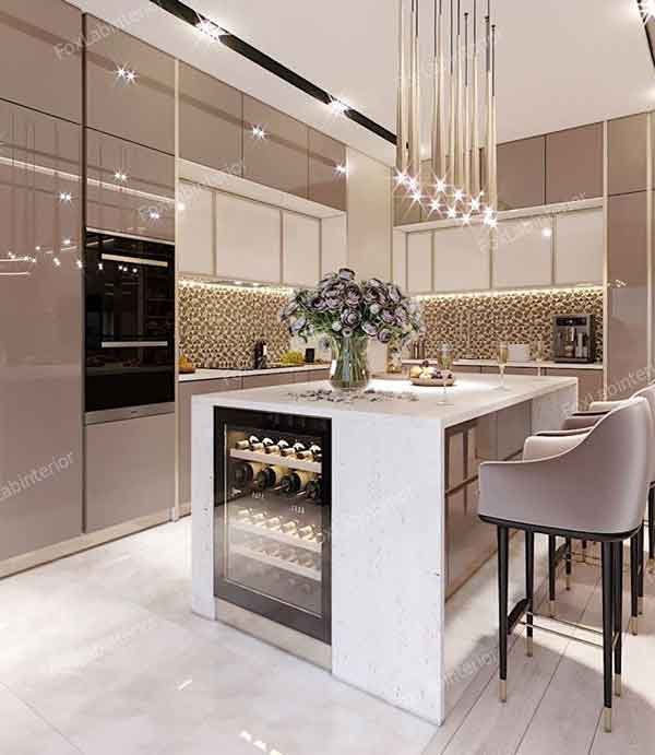 مدل کابینت های گلاس 2023 جدید و طرح چوب و ساده (ترکیب رنگ متنوع)
