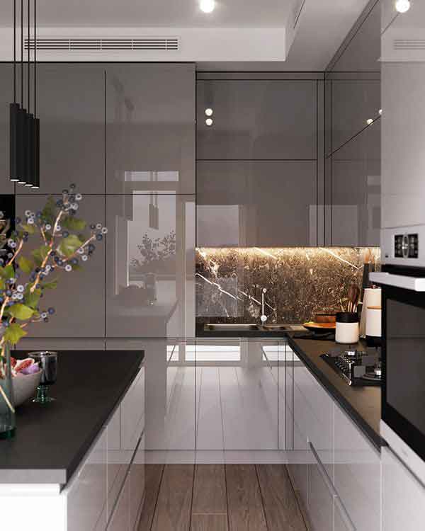 مدل کابینت های گلاس 2023 جدید و طرح چوب و ساده (ترکیب رنگ متنوع)