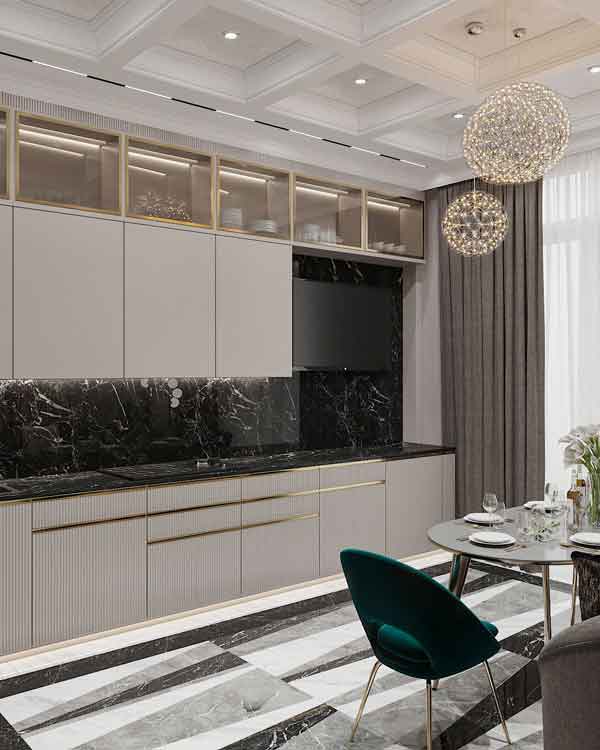 مدل کابینت های گلاس 2023 جدید و طرح چوب و ساده (ترکیب رنگ متنوع)