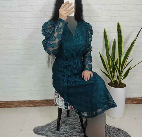 مدل لباس گیپور مجلسی جدید دو تیکه حاشیه دار با دامن ساتن