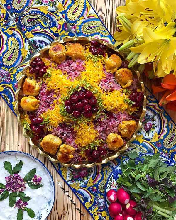 تزیین جوجه کباب مجلسی و زیبا در خانه با برنج