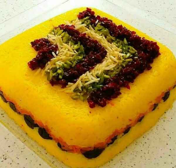 تزیین ته چین مجلسی مرغ و گوشت در خانه (قالبی و دیسی)