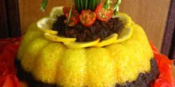 تزیین ته چین مجلسی مرغ و گوشت در خانه (قالبی و دیسی)