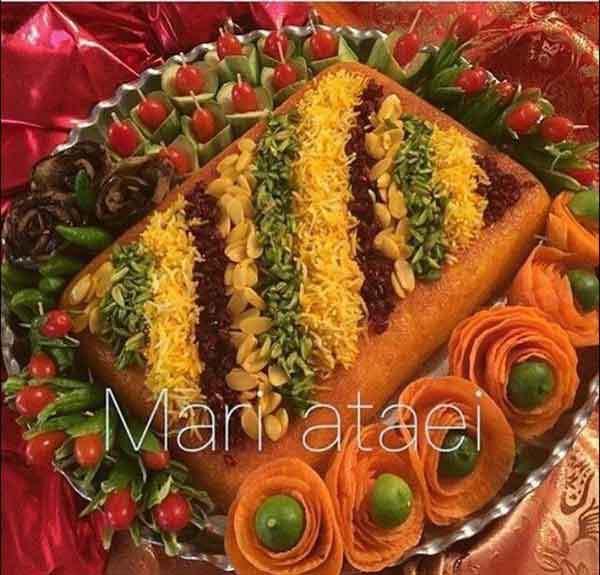 تزیین ته چین مجلسی مرغ و گوشت در خانه (قالبی و دیسی)