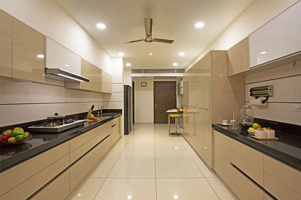 مدل کابینت آشپزخانه دو طرفه شیک تیره و روشن لوکس و مدرن