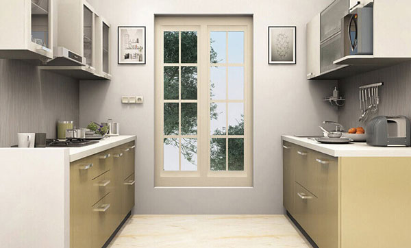 مدل کابینت آشپزخانه دو طرفه شیک تیره و روشن لوکس و مدرن
