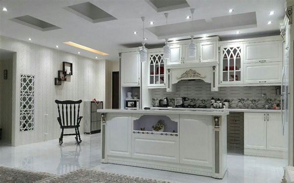مدل کابینت آشپزخانه دو طرفه شیک تیره و روشن لوکس و مدرن