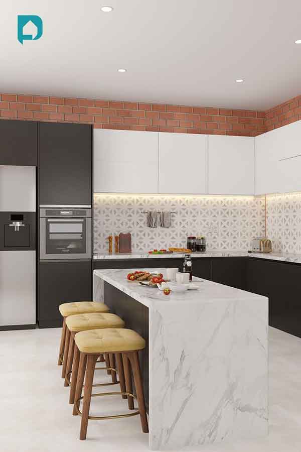 مدل کابینت آشپزخانه ۱۴۰۲ با جزیره و ساده به سبک مدرن شیک خاص