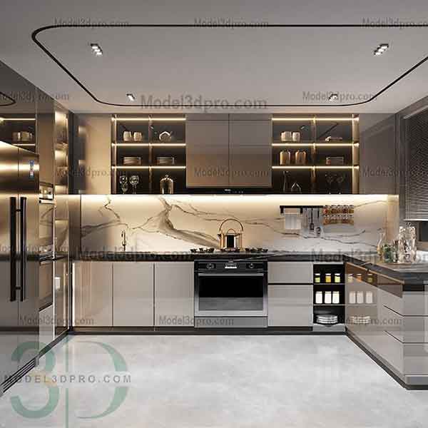 مدل کابینت آشپزخانه ۱۴۰۲ با جزیره و ساده به سبک مدرن شیک خاص