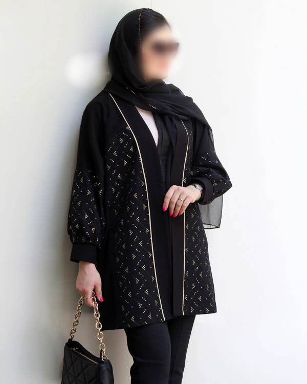 مدل مانتو جلو باز مجلسی مشکی کوتاه و بلند شیک و لاکچری ساده