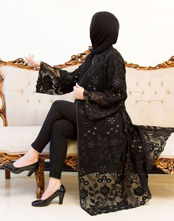 مدل مانتو مجلسی بلند مشکی جلو باز دخترانه و زنانه خوش دوخت و جذاب