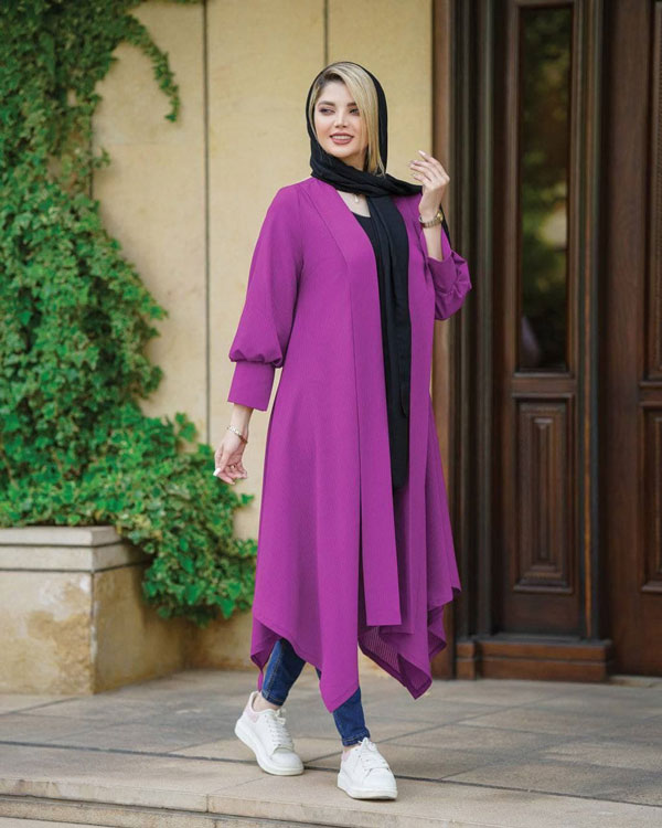 مدل مانتو جلو باز حریر ساده و گلدار بلند و کوتاه شیک و مدرن