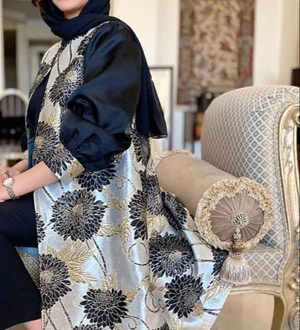 مدل مانتو مجلسی شیک و جدید باکلاس ساده و پرکار