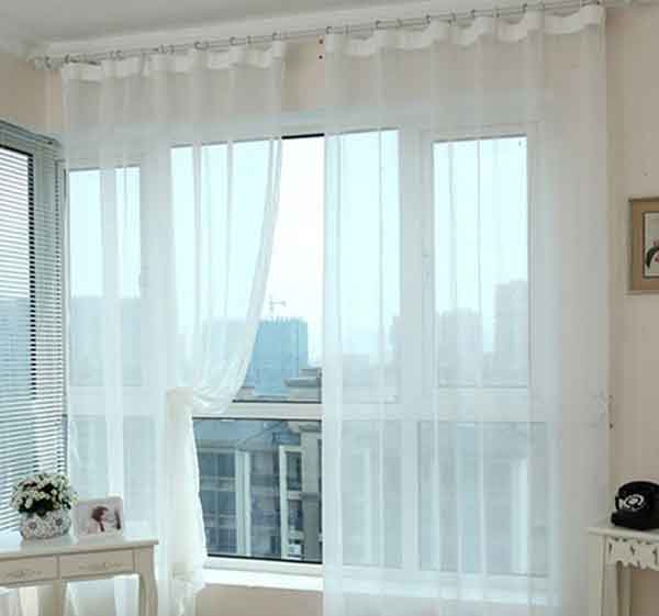 مدل پردهای ساده حریر سفید بلند و کوتاه برای پذیرایی و اتاق شیک
