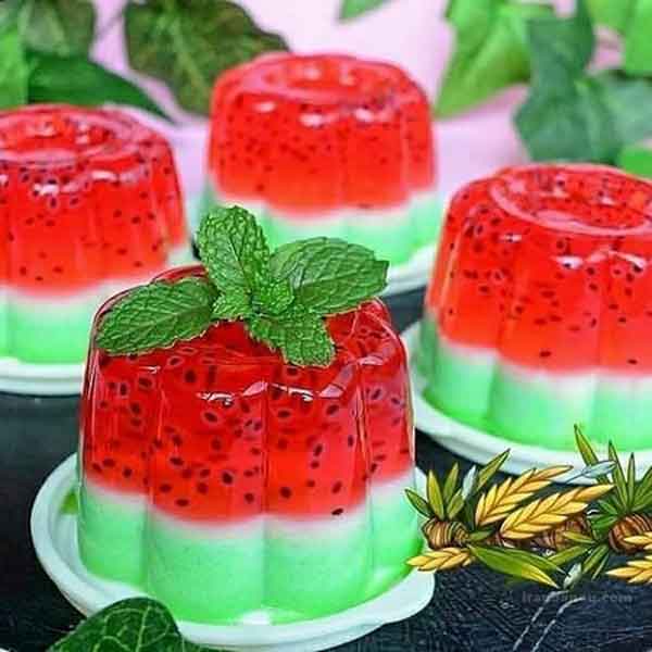تزیین ژله شب یلدا به شکل هندوانه با ایده های ساده و جذاب