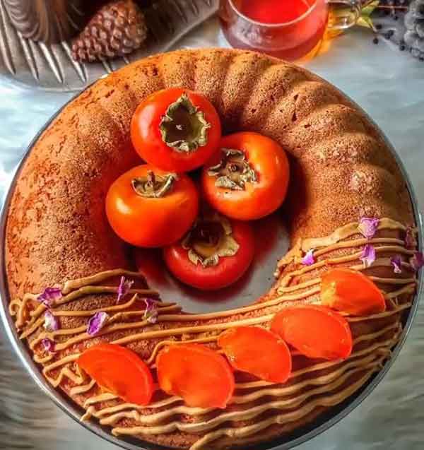 کیک خرمالو سانازسانیا طرز تهیه کیک خرمالو خانم صرافها کیک خرمالو بدون فر دسر خرمالو کیک کدو حلوایی