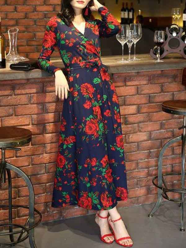 مدل پیراهن بلند خانگی و مهمانی ساده گلدار شیک زنانه جذاب
