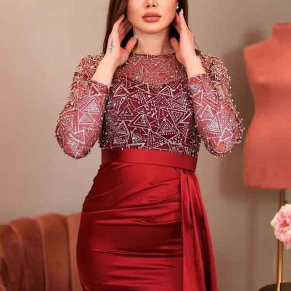 مدل پیراهن مجلسی بلند جذاب و لاکچری باز و پوشیده شیک
