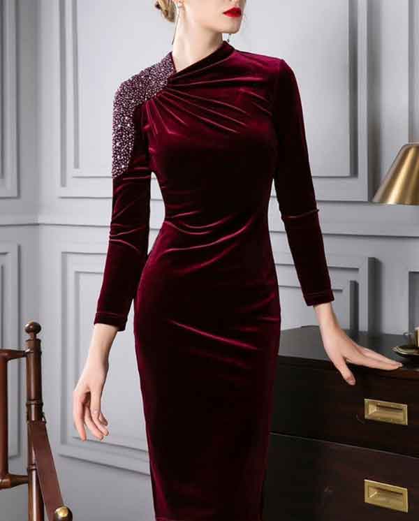 مدل پیراهن مخمل دخترانه و زنانه کوتاه و بلند لاکچری و جدید سال
