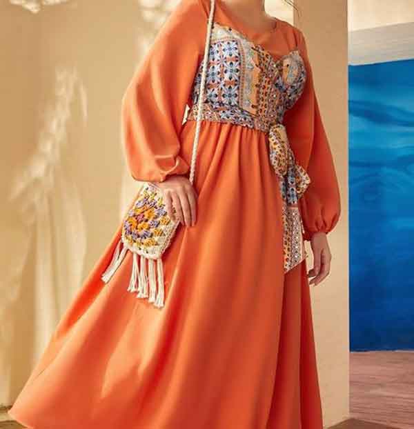 مدل لباس بندری نخی کمر چین شیک و ساده با طرح های جدید و سنتی جذاب