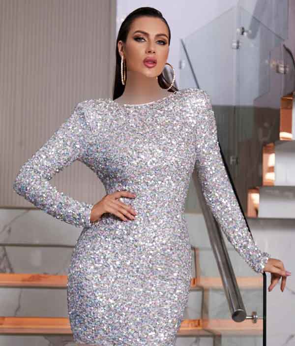 مدل لباس پولکی کوتاه فوق العاده لاکچری برای عروسی و تولد