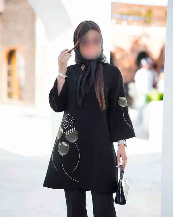 مدل مانتو جلو باز مجلسی مشکی کوتاه و بلند جدید و شیک برای عید 