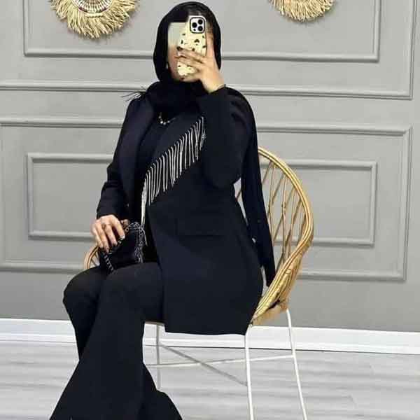 مدل مانتو جلو باز مجلسی مشکی کوتاه و بلند جدید و شیک برای عید 