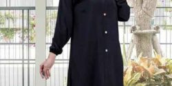 مدل مانتو ابروبادی دکمه دار مشکی کوتاه و بلند ساده و شیک جدید و جذاب