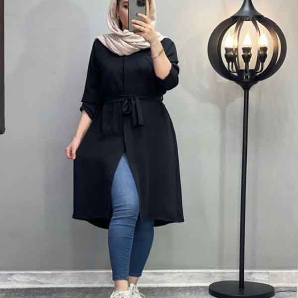 مدل مانتو ابروبادی مشکی جدید ساده و طرحدار شیک و جذاب خانومانه