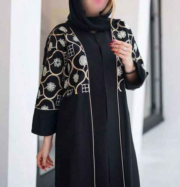 مدل مانتو ابروبادی مشکی جدید ساده و طرحدار شیک و جذاب خانومانه