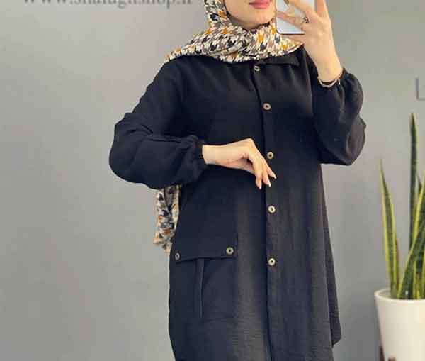 مدل مانتو ابروبادی مشکی جدید ساده و طرحدار شیک و جذاب خانومانه