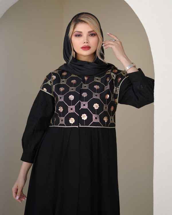 مدل مانتو ابروبادی مشکی جدید ساده و طرحدار شیک و جذاب خانومانه