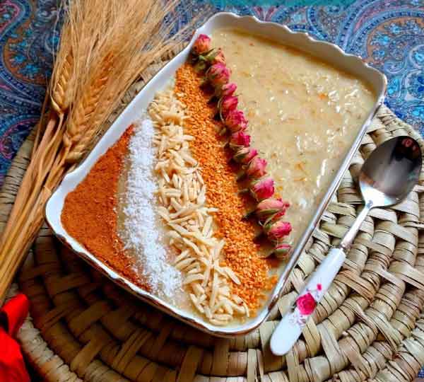 تزیین حلیم برای ماه رمضان شیک و ساده خوشمزه با دارچین و کنجد