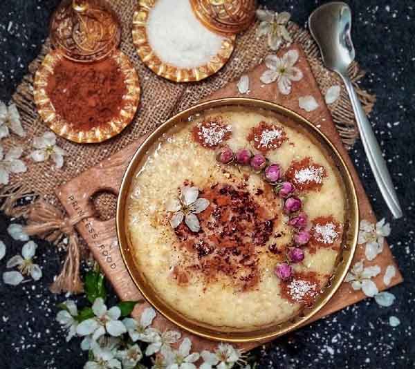 تزیین حلیم برای ماه رمضان شیک و ساده خوشمزه با دارچین و کنجد